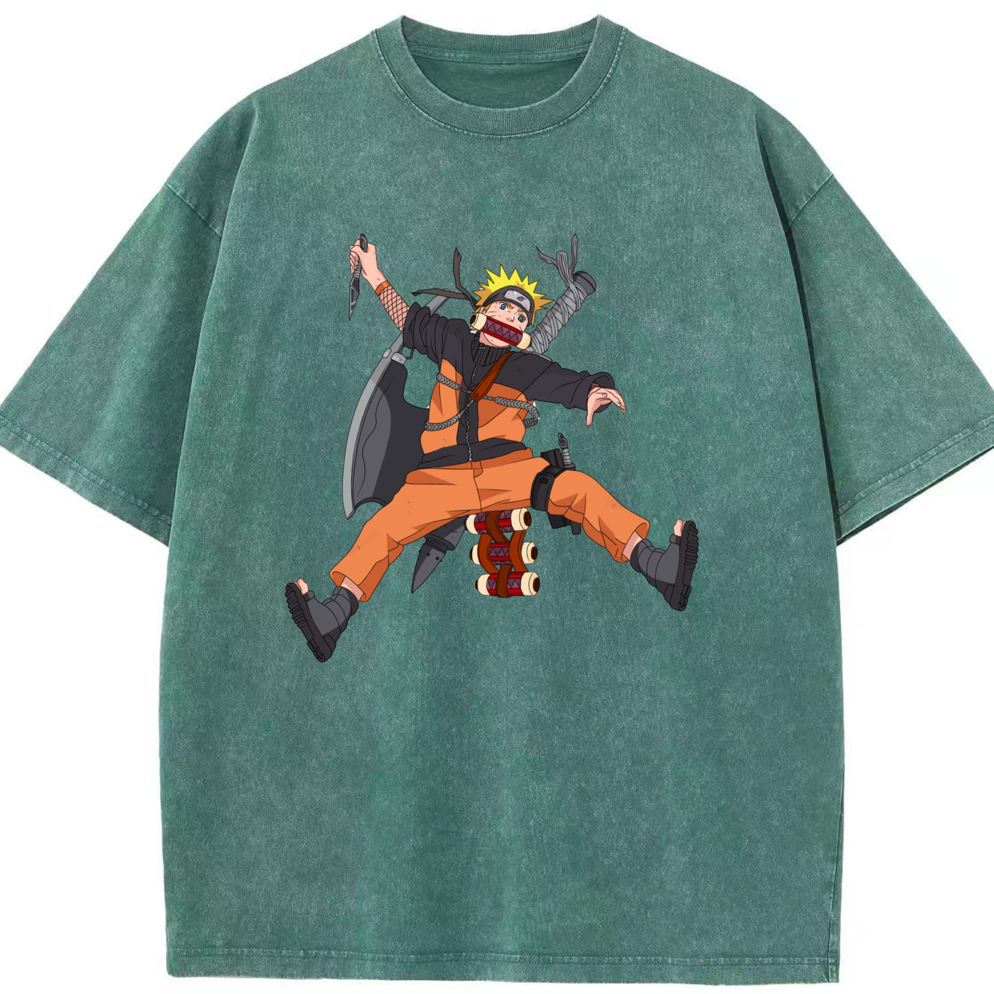 （画像用） NARUTO -ナルト- うずまき ナルト Uzumaki Naruto 綿100% ヴィンテージ風 半袖Tシャツ（フロントプリント）